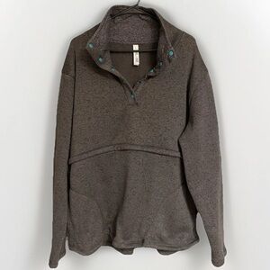 Latched Mama Size 1X Harbor Snap Nursing Pullover Sweatshirt Charcoal Teal Snaps